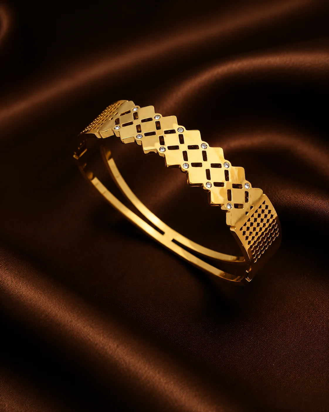 Aurora Crystal Grid Cuff Bracelet