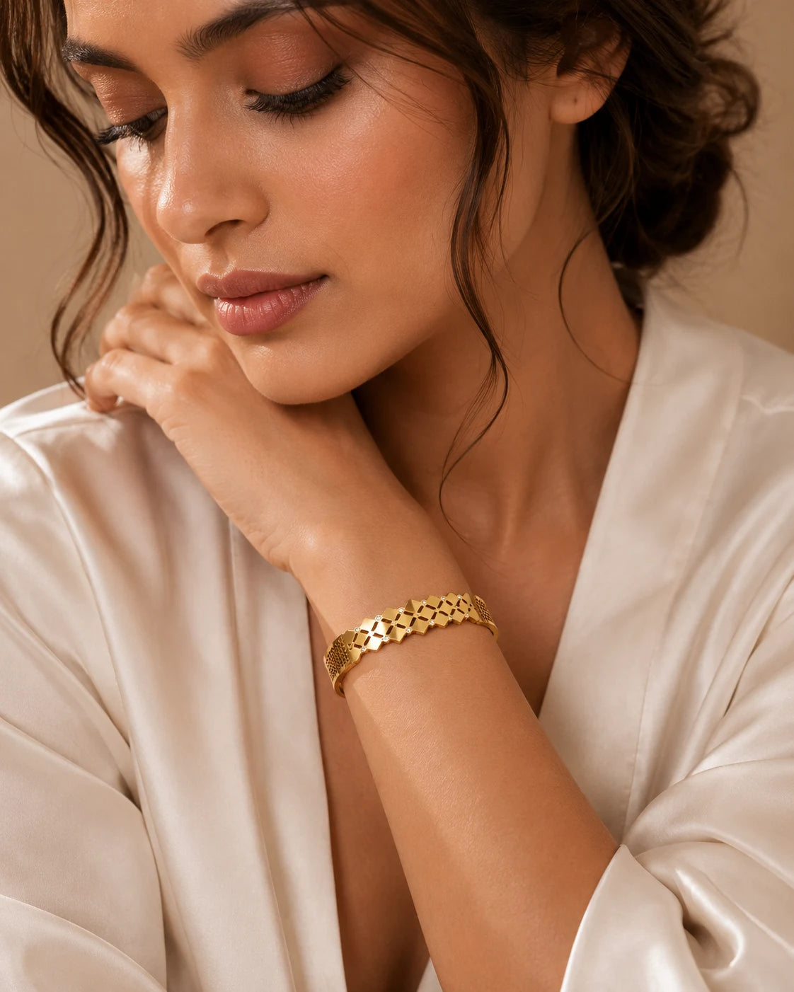 Aurora Crystal Grid Cuff Bracelet