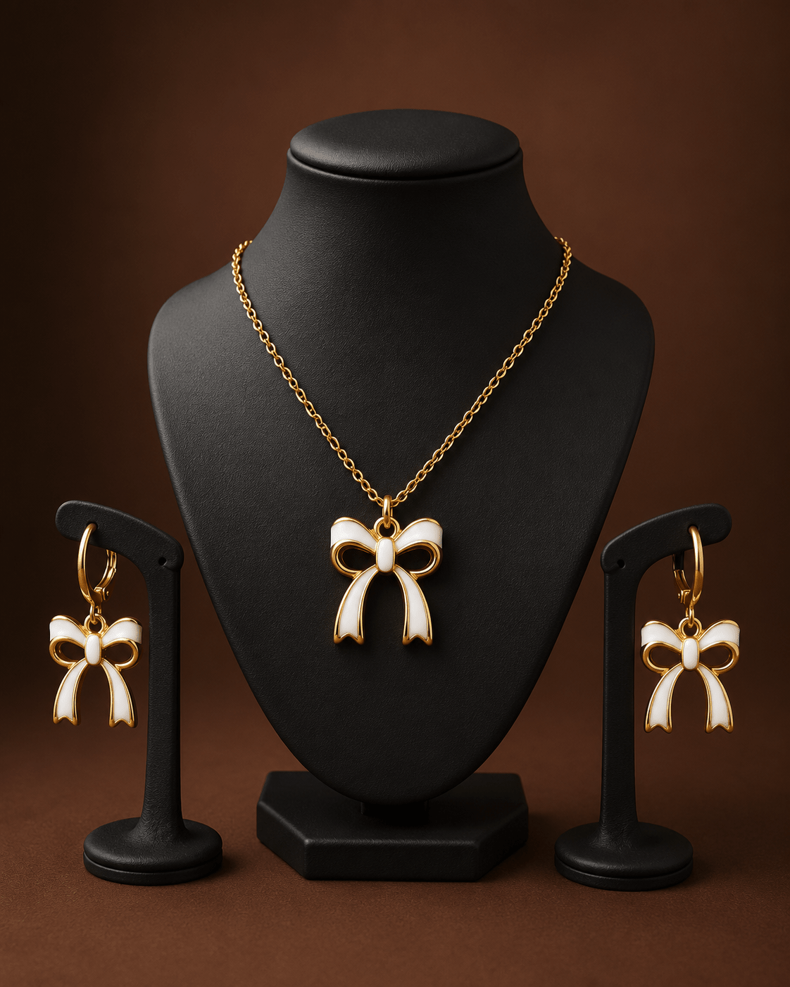 Belle Bow Necklace & Earrings Set