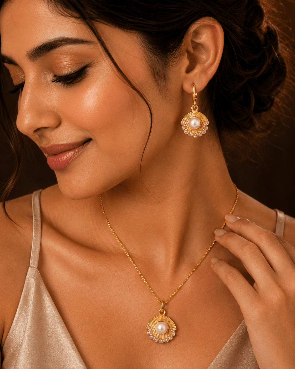 Elsa Seashell Necklace & Earrings Set
