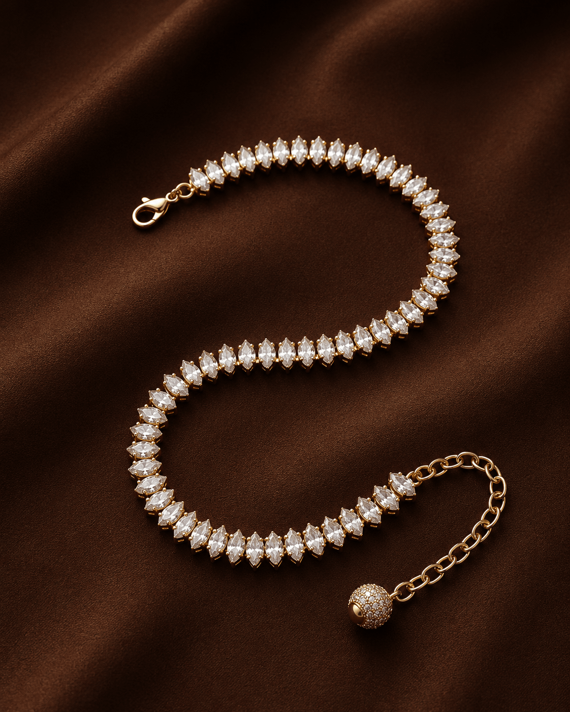 Ethereal Marquise AAA American Diamond Tennis Necklace