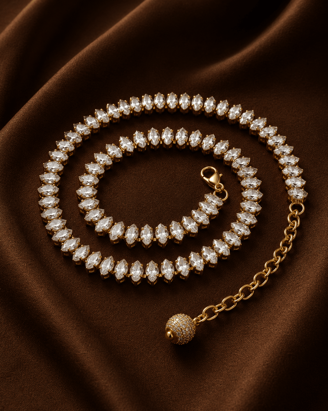 Ethereal Marquise AAA American Diamond Tennis Necklace
