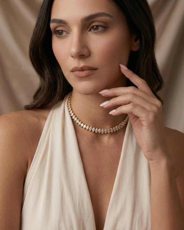 Ethereal Marquise AAA American Diamond Tennis Necklace