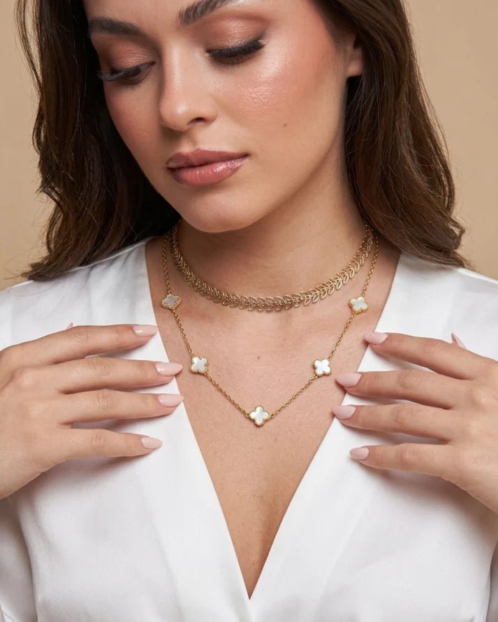 Hera White Clover Necklace Stack