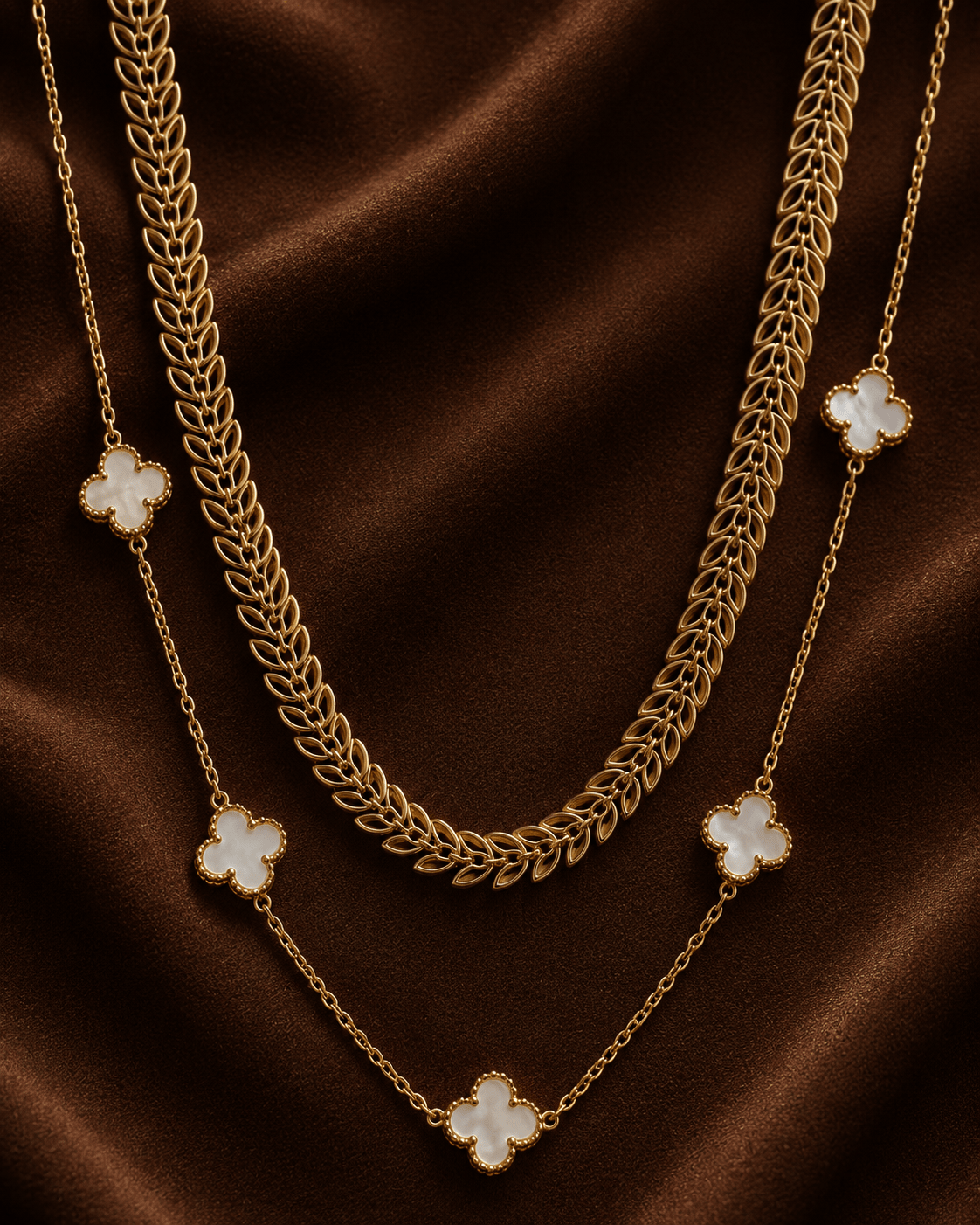Hera White Clover Necklace Stack