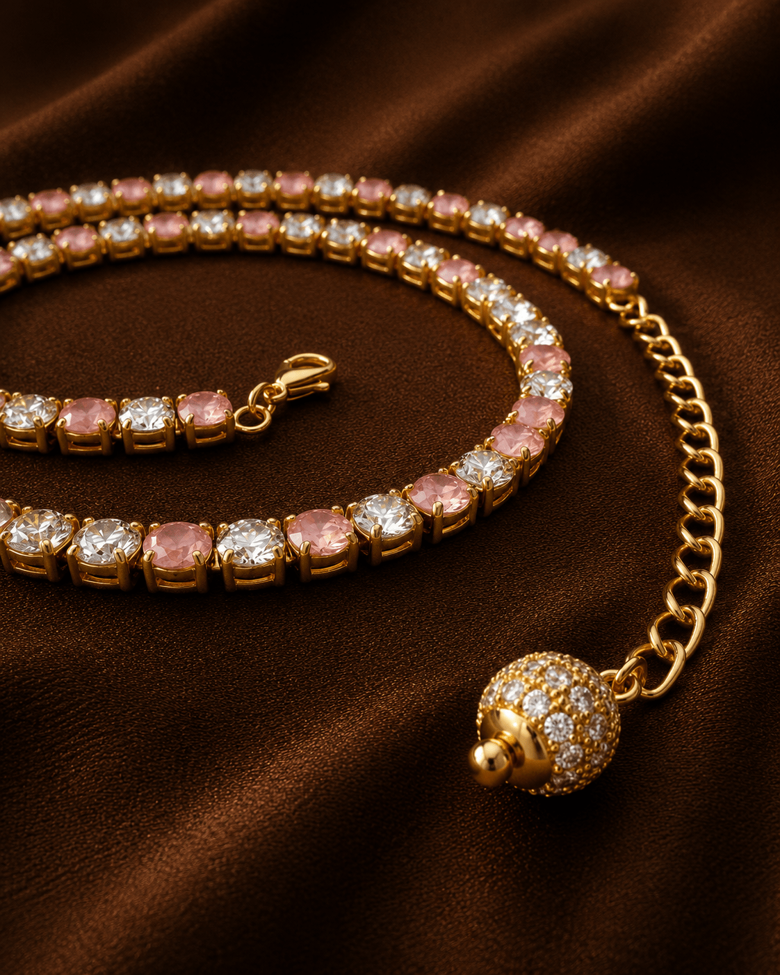 Rosé Dream American Diamond Tennis Necklace