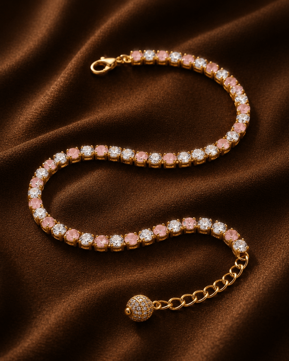 Rosé Dream American Diamond Tennis Necklace