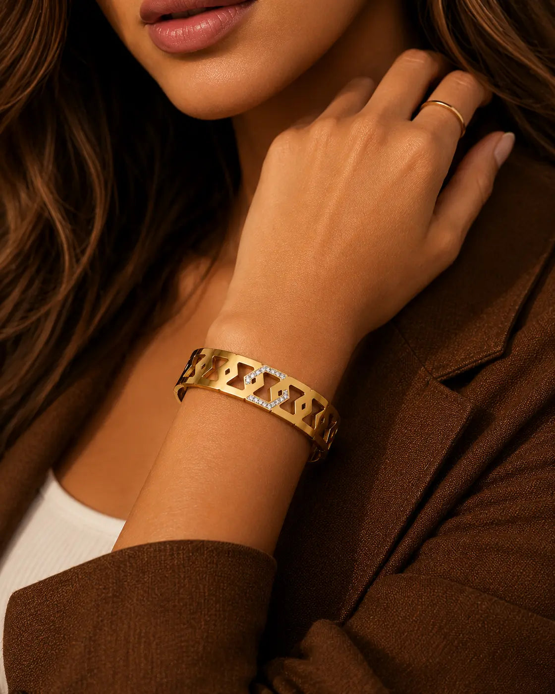 Zilveras Geometric Luxe Gold-Plated Bracelet