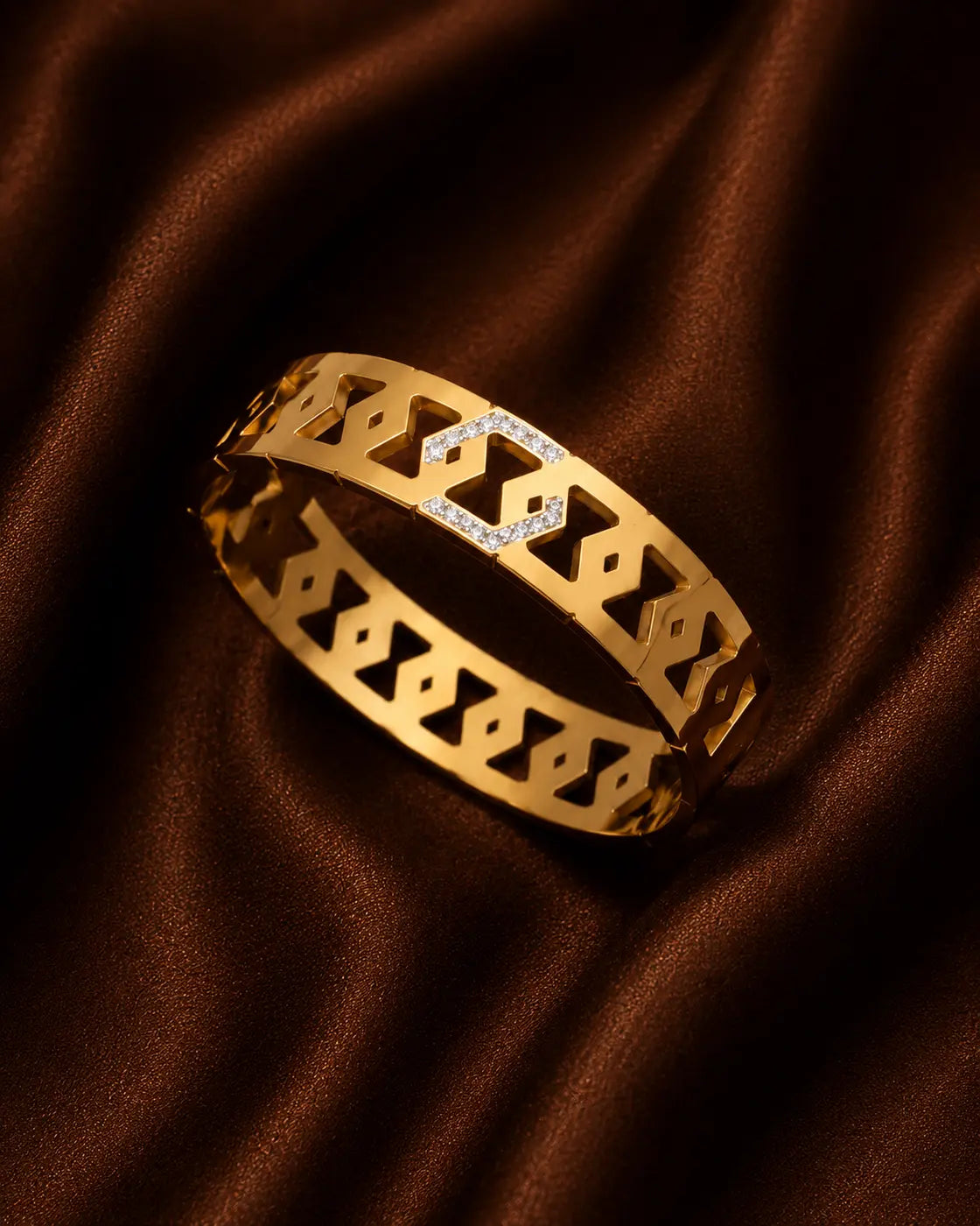 Zilveras Geometric Luxe Gold-Plated Bracelet