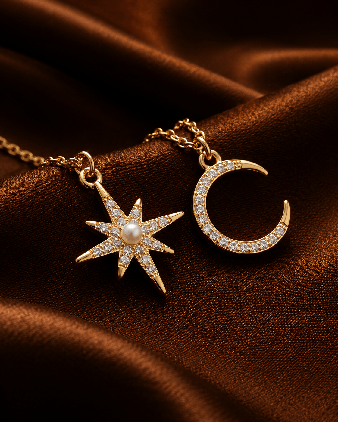 Vega Star & Moon Necklace Set
