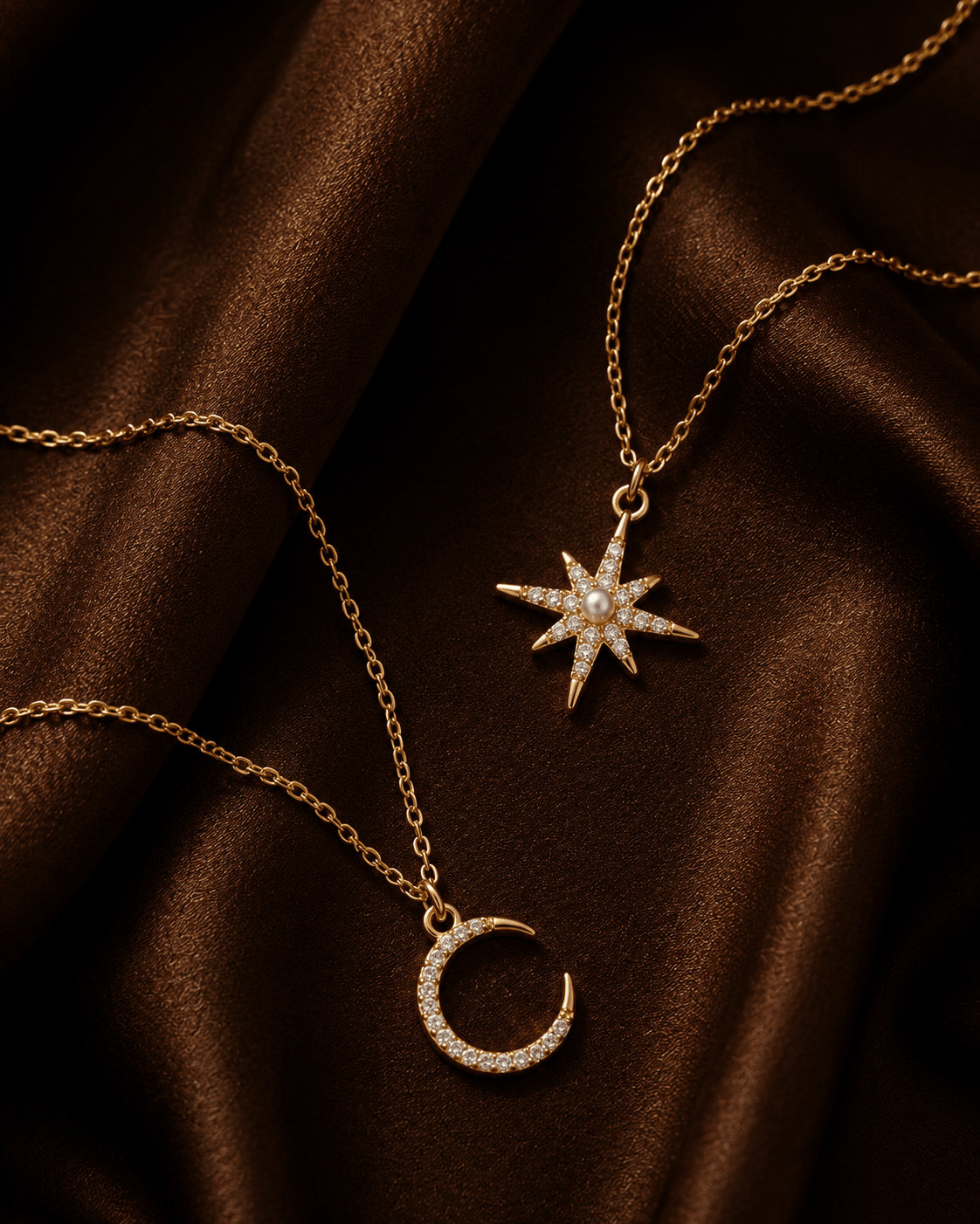 Vega Star & Moon Necklace Set