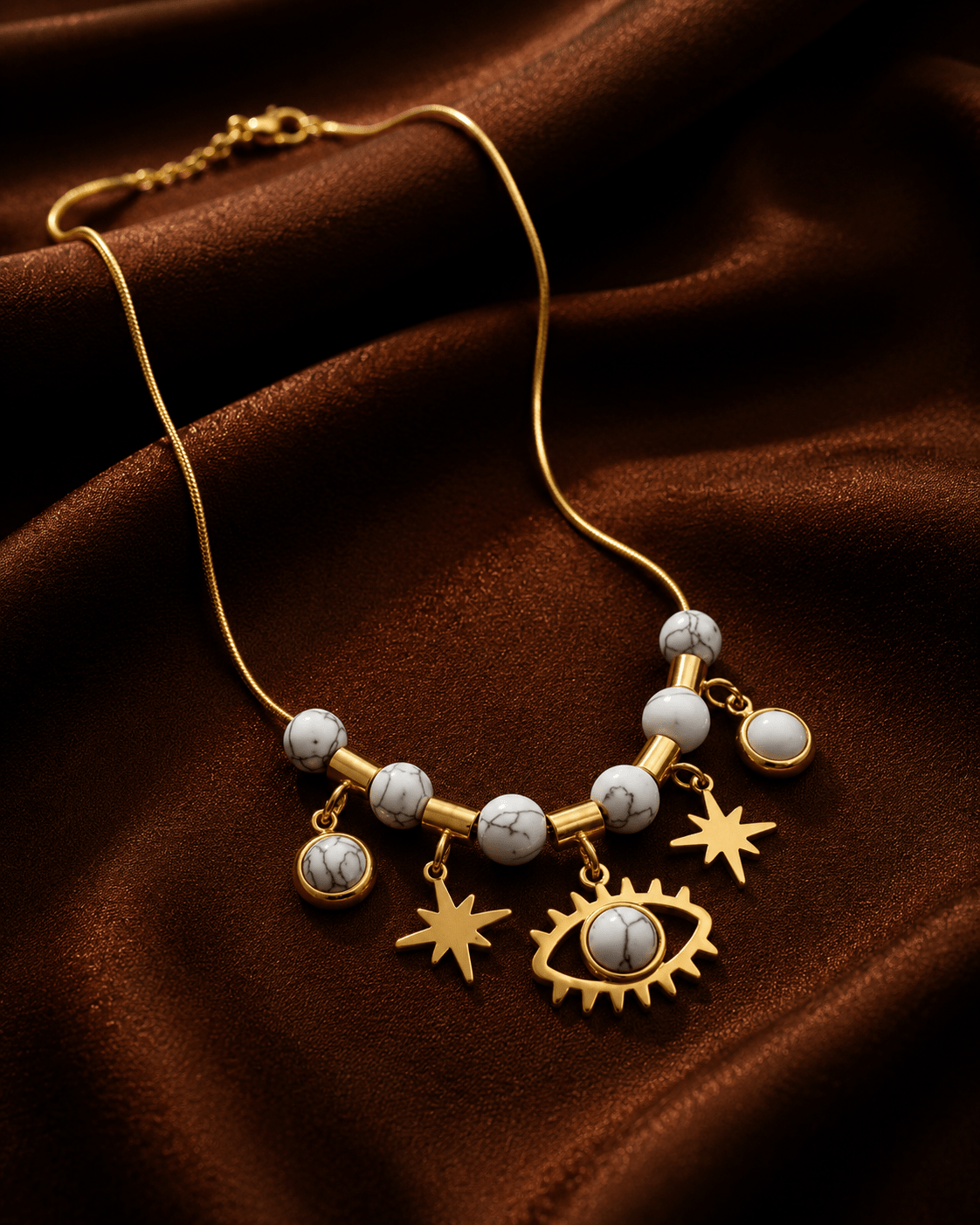 White Evil Eye Charm Necklace