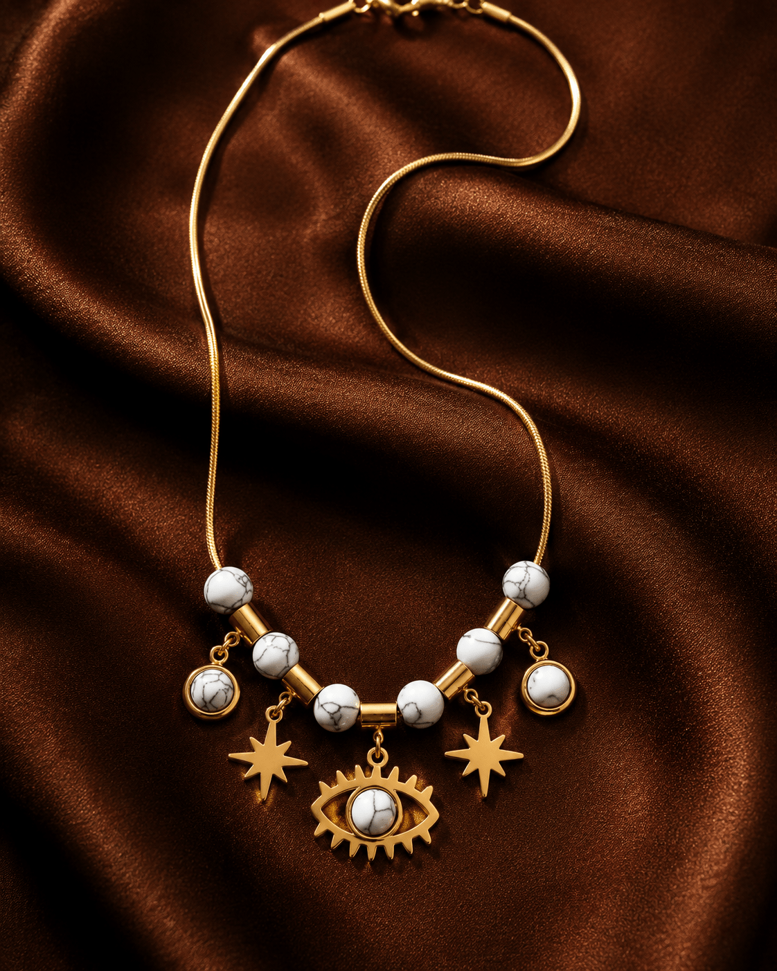 White Evil Eye Charm Necklace